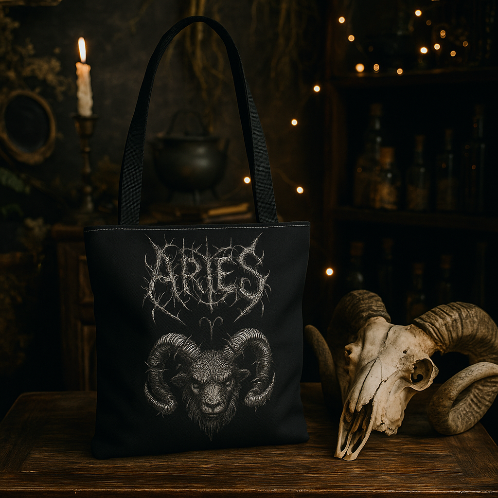 Aries Zodiac Metal Tote Bag