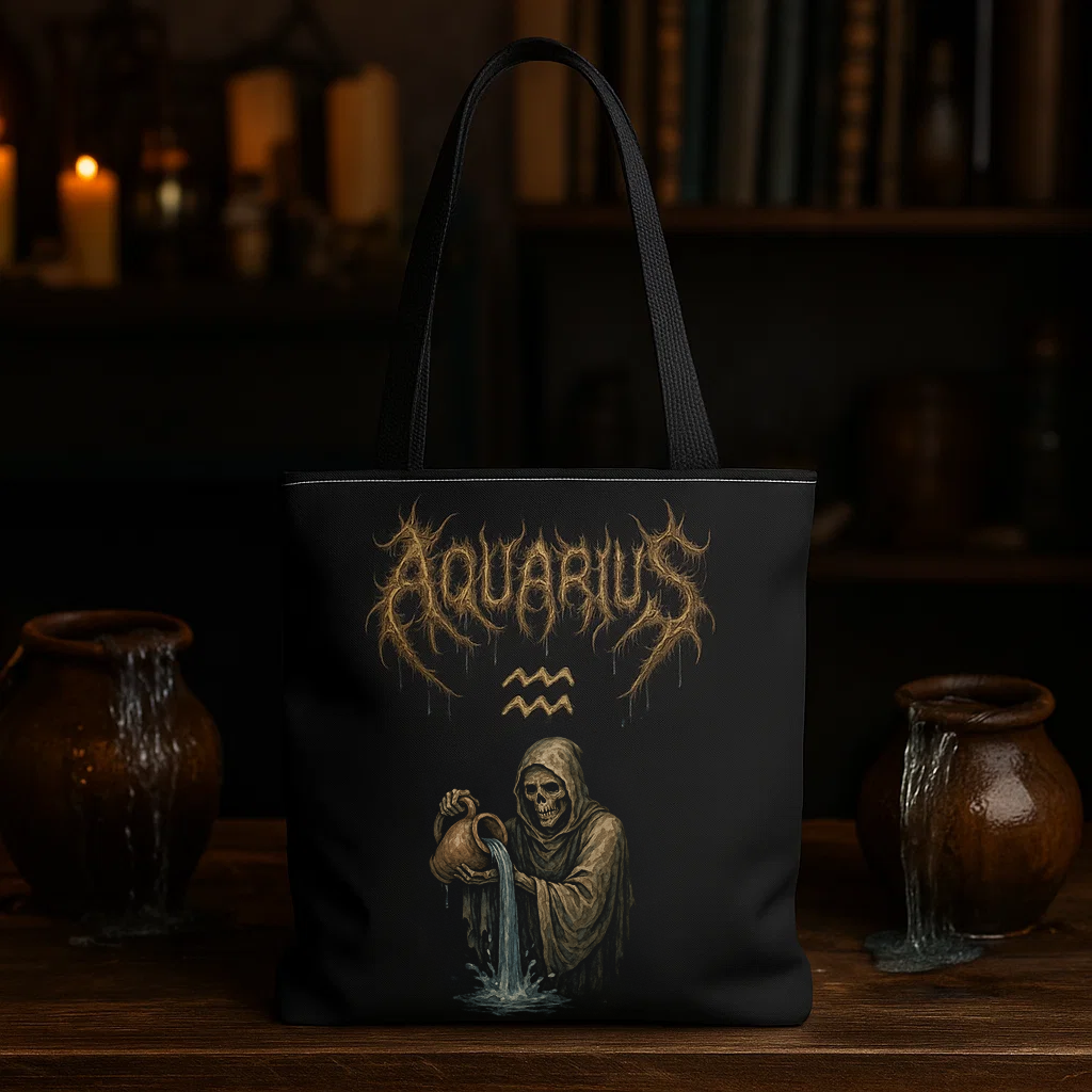 Aquarius Zodiac Metal Tote Bag